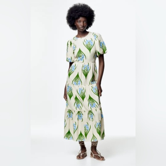 Zara Floral Long Print Dress, Size Small, Ref 3198/244 - Picture 2 of 6